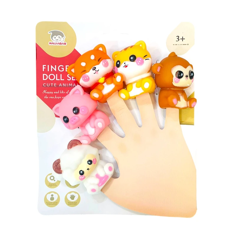 اسباب بازی مدل عروسک انگشتی طرح حیوانات کیوت مجموعه 5 عددی