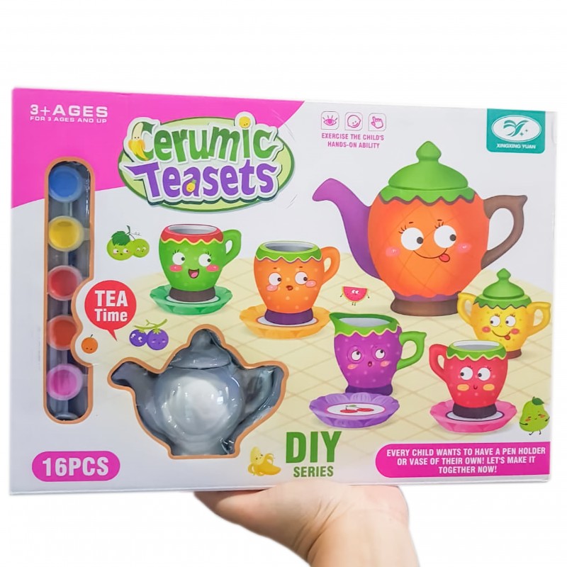 بازی آموزشی رنگ آمیزی مدل سرویس چایخوری ۱۶ قطعه