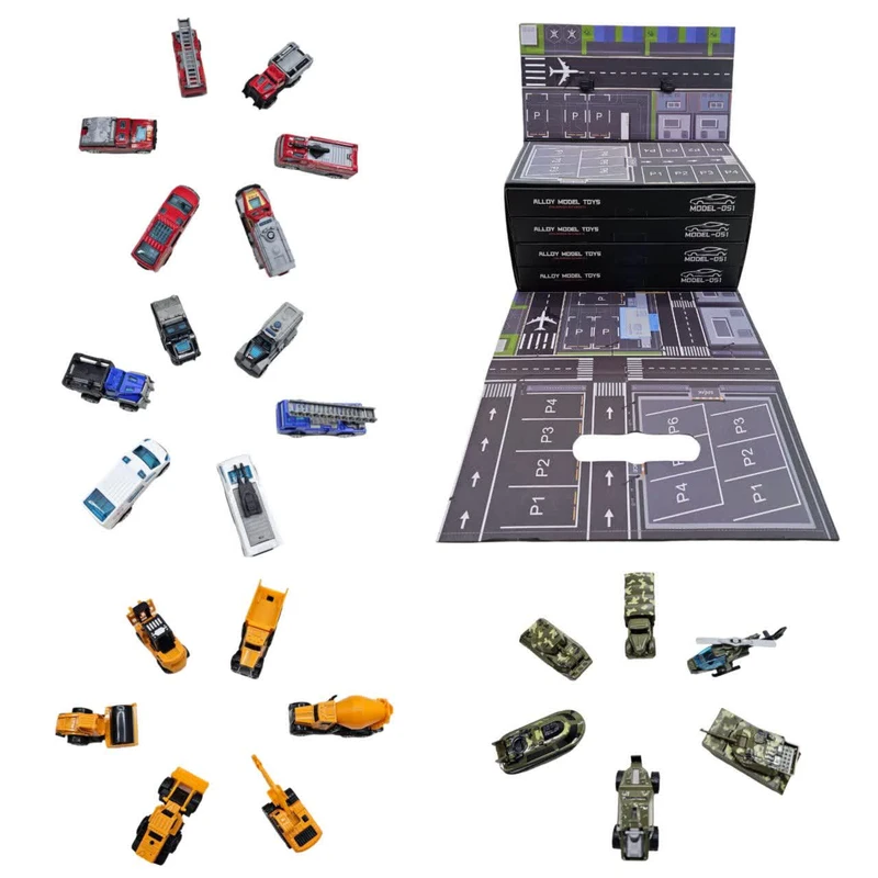 ست پارکینگ ماشین بازی مدل کانتینر 4 طبقه 24 عددی فلزی