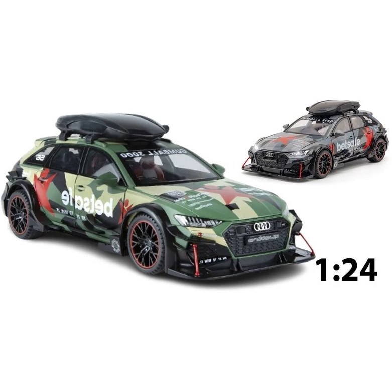 ماکت ماشین فلزی آئودی RS6 موزیکال و چراغ‌دار سایز 1 به 24