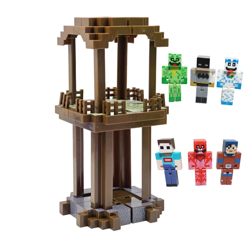 اکشن فیگور مدل ماینکرافت طرح برج پلجر مجموعه 7 عددی  ارتفاع 30 سانتی‌متر