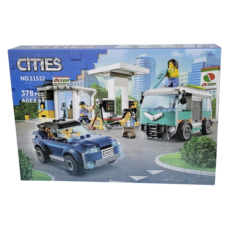 لگو ساختنی 378 تکه مدل سیتی طرح ماشین و پمپ بنزین کد 11532