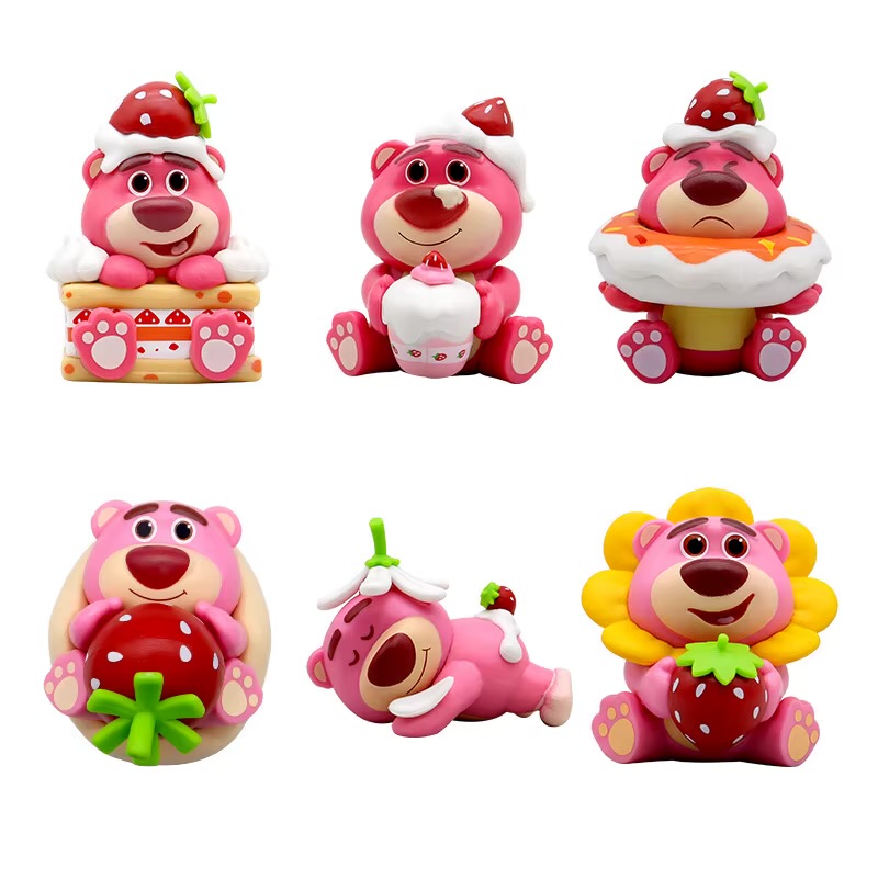 فیگور طرح خرس لاتسو توت فرنگی  مجموعه 6 عددی