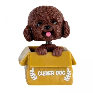 فیگور مدل سگ کله فنری طرح Clever Dog قهوه ای  ارتفاع 9 سانتی متر