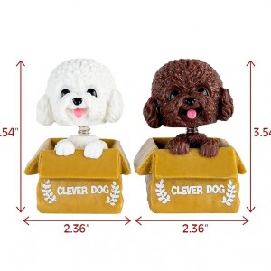 فیگور مدل سگ کله فنری طرح Clever Dog قهوه ای  ارتفاع 9 سانتی متر