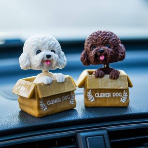 فیگور مدل سگ کله فنری طرح Clever Dog سفید ارتفاع 9 سانتی متر