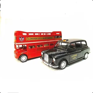 ماکت ماشین مدل اتوبوس و تاکسی لندن مجموعه 2 عددی