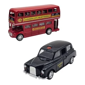 ماکت ماشین مدل اتوبوس و تاکسی لندن مجموعه 2 عددی