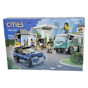 لگو ساختنی 378 تکه مدل سیتی طرح ماشین و پمپ بنزین کد 11532