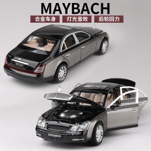 ماشین بازی مدل فلزی عقبکش موزیکال بنز میباخ کلاسیک