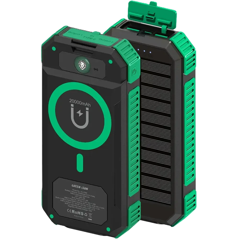 پاور بانک 20000 وایرلس خورشیدی گرین لاین Green Lion مدل GL-PX81 با چراغ قوه