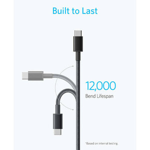کابل تبدیل USB-C به USB-C انکر مدل Nylon A8753 طول 1.8 متر