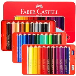 مداد رنگی ۱۰۰ تایی کلاسیک در جعبه فلزی برند faber-castell
