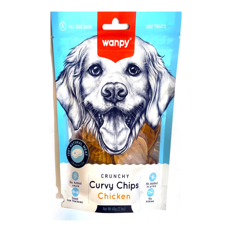 تشویقی سگ Wanpy مدل Curvy Chips با طعم مرغ وزن ۶۰ گرم