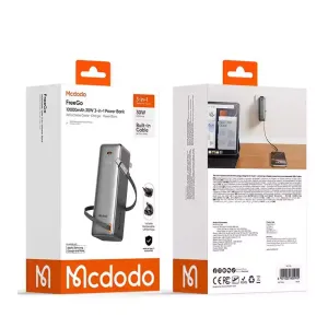 پاوربانک و آداپتور شارژ دیواری 30وات ظرفیت 10000 مک دودو مدل Mcdodo MC-3181 بهمراه کابل جمع شونده تایپ سی