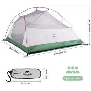 چادر 3 نفره نیچرهایک مدل Cloud Up Base 3-Person Ultralight کد CNK2450WS032