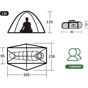 چادر 1 نفره نیچرهایک مدل cycling Ultralight 1 man tent + mats Pro کد NH18A095-D