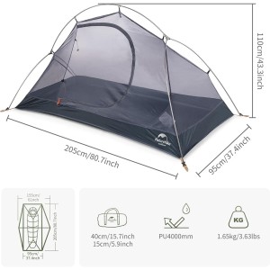 چادر 1 نفره نیچرهایک مدل cycling Ultralight 1 man tent + mats Pro کد NH18A095-D