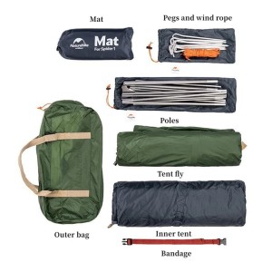 چادر 1 نفره نیچرهایک مدل cycling Ultralight 1 man tent + mats Pro کد NH18A095-D