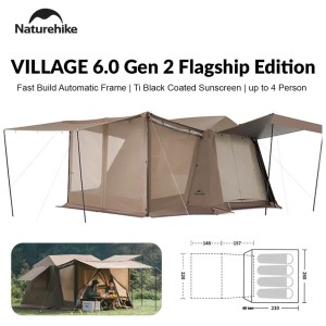 چادر اتوماتیک 4 نفره نیچرهایک مدل Village 6.0 Ⅱ کد CNK2650WS035 نسخه پرچم دار