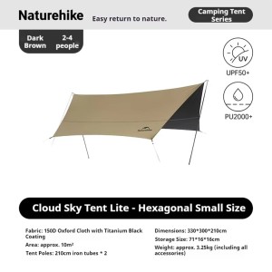 سایبان کمپینگ (تارپ) نیچرهایک مدل Cloud Skies Tarp Lite کد CNK2350WS015 سایز Hexagon Small