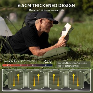زیرانداز بادی 2 نفره پمپ پایی نیچرهایک مدل FC01 Ultralight کد CNK2550WS019