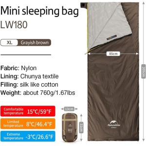 کیسه خواب الیاف نیچرهایک مدل New LW180 mini کد NH21MSD09