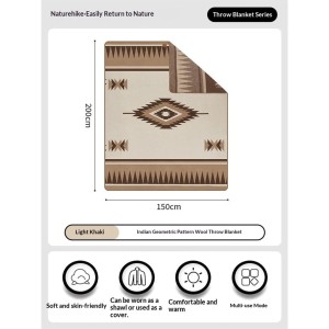 پتو پشمی نیچرهایک مدل Geometric pattern wool blanket کد NH20FS036