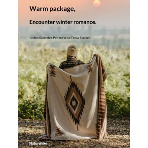 پتو پشمی نیچرهایک مدل Geometric pattern wool blanket کد NH20FS036
