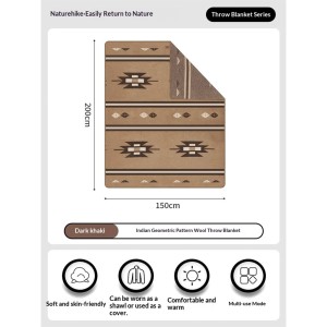 پتو پشمی نیچرهایک مدل Geometric pattern wool blanket کد NH20FS036