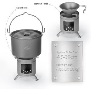 اجاق هیزمی تیتانیومی نیچرهایک مدل Mini Titanium Wood Stove کد NH20RJ005