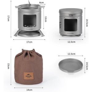 اجاق هیزمی تیتانیومی نیچرهایک مدل Mini Titanium Wood Stove کد NH20RJ005