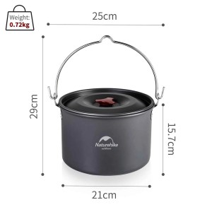 قابلمه سفری نیچرهایک مدل Wild Trekking Hanging Pot کد NH17D021-G گنجایش 4 لیتر