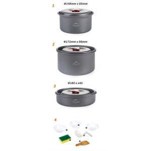 ست ظروف 3 تکه نیچرهایک مدل T203 Camping Stove Set کد NH15T203-G