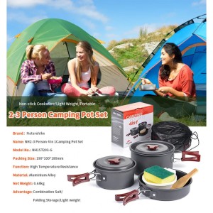 ست ظروف 3 تکه نیچرهایک مدل T203 Camping Stove Set کد NH15T203-G