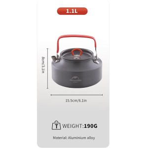 کتری سفری نیچرهایک مدل Outdoor picnic teapot کد NH17C020-H گنجایش 1.1 لیتر