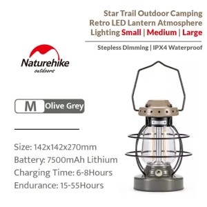 چراغ فانوسی نیچرهایک مدل Retro Atmosphere Camp Lights کد NH21ZM010 سایز متوسط