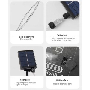 چراغ ریسه ای سولار 20 متری نیچرهایک مدل Solar pendant light ball string کد CNH22DQ027
