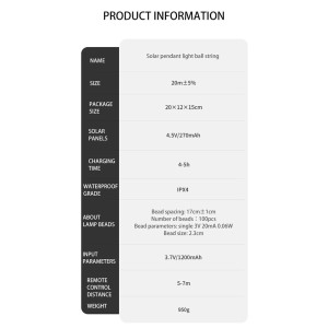 چراغ ریسه ای 20 متری سولار نیچرهایک CNH22DQ027