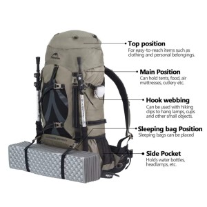 کوله پشتی 70 لیتری نیچرهایک مدل NH70B070-B Naturehike