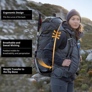 کوله پشتی 70 لیتری نیچرهایک مدل NH70B070-B Naturehike