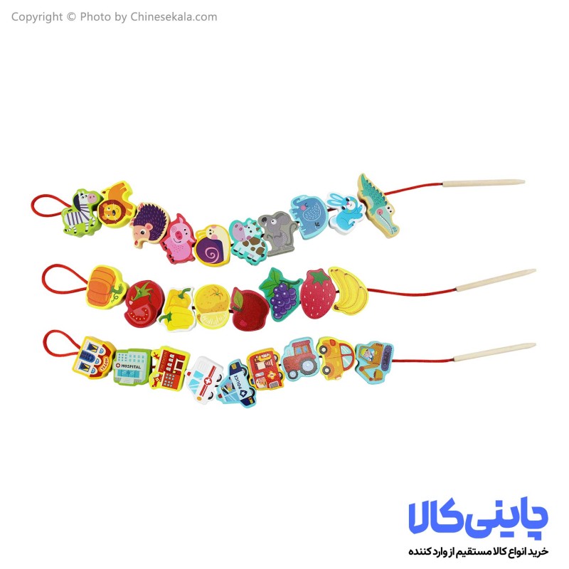 نخ و مهره چوبی سطلی مدل MUWANZI