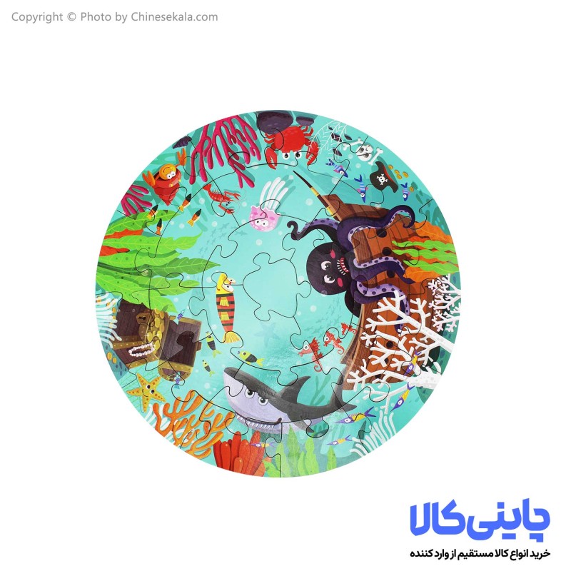 پازل ماهیگیری چوبی سطلی مدل حیوانات دریایی