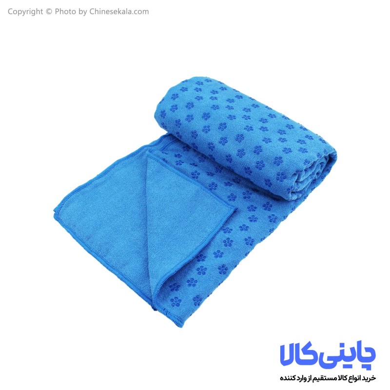 مت یوگا حوله ای استپ دار آبی