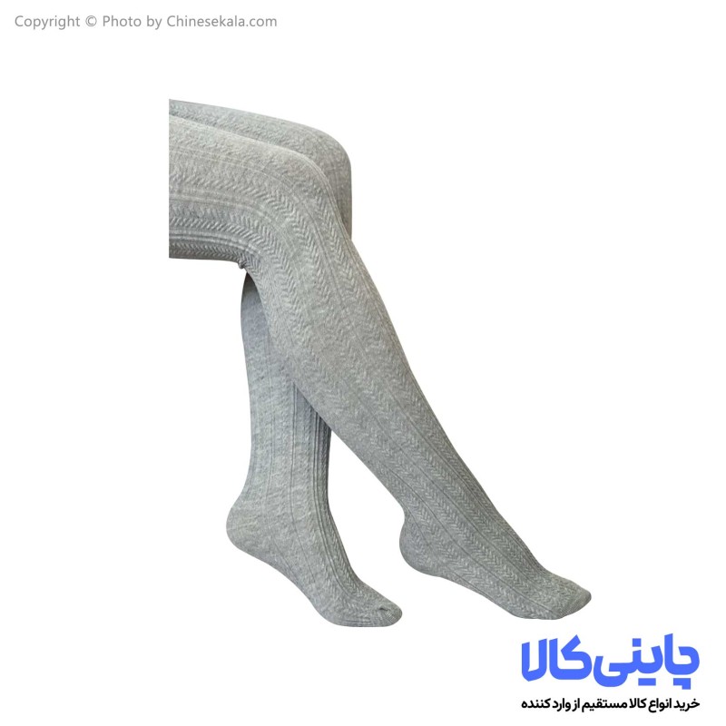 جوراب شلواری طرح گندم خاکستری زنانه سایز M