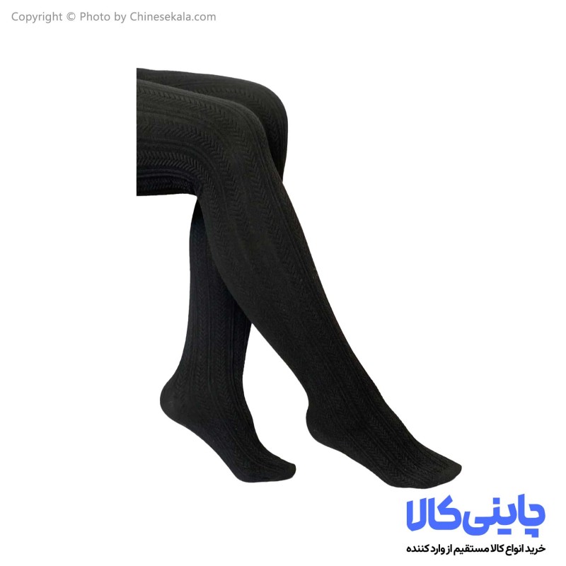 جوراب شلواری طرح گندم مشکی زنانه سایز M