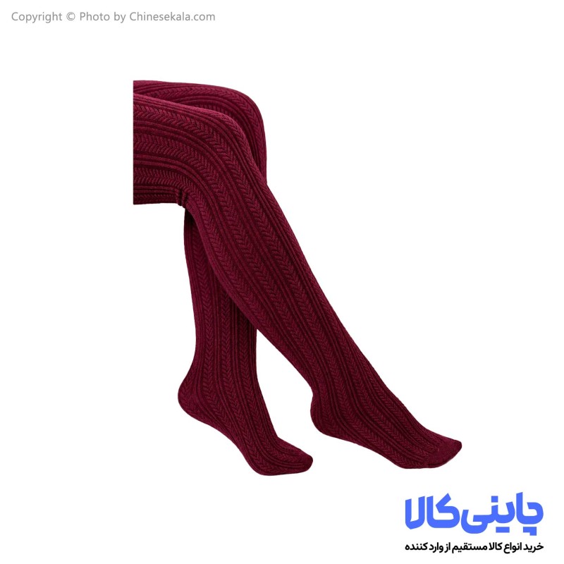 جوراب شلواری طرح گندم زرشکی زنانه سایز M