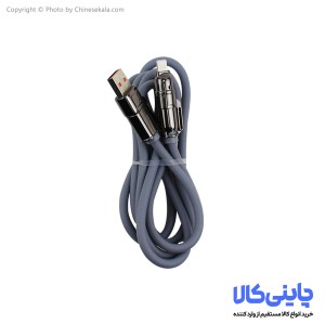 کابل تبدیل USB به تایپ سی و لایتنینگ 1.5 متری طوسی