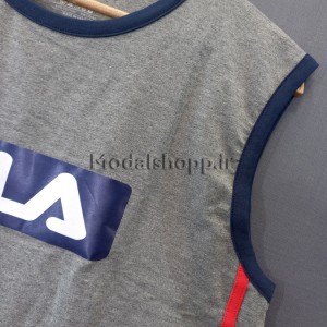 ست تاپ و شلوارک مردانه ساتیین طرح فیلا | SATEEN FILA