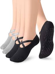 جوراب یوگا، پیلاتس بند طوسی ضربدری - Yoga, Pilates Socks